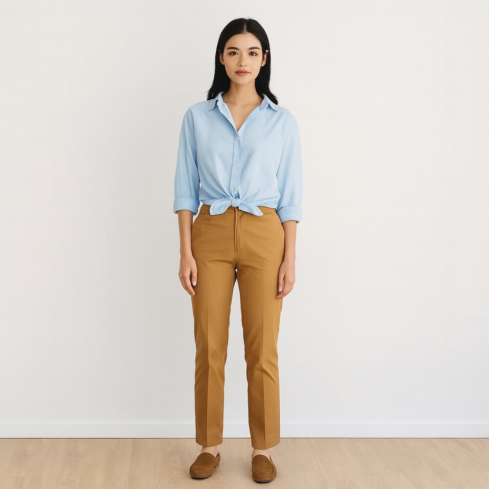 Lauren Ralph Lauren Pants Women Tan‎ 6P Low Rise Stretch Front Zip Pocket Preppy